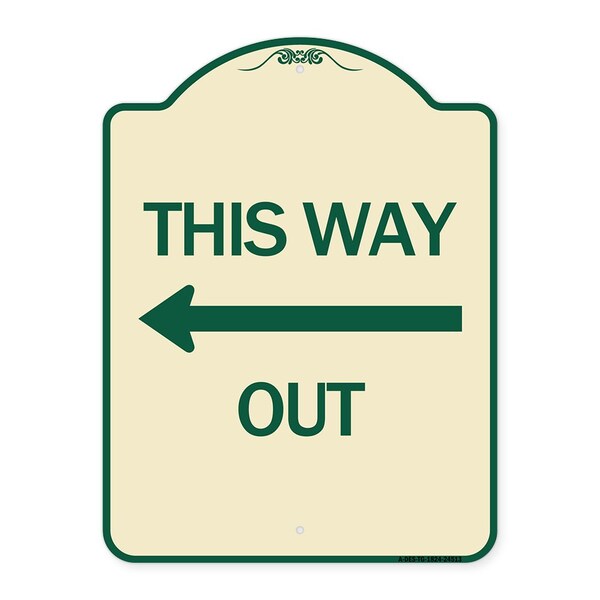 This Way Out Left Arrow Heavy-Gauge Aluminum Architectural Sign, 24" x 18", TG-1824-24513